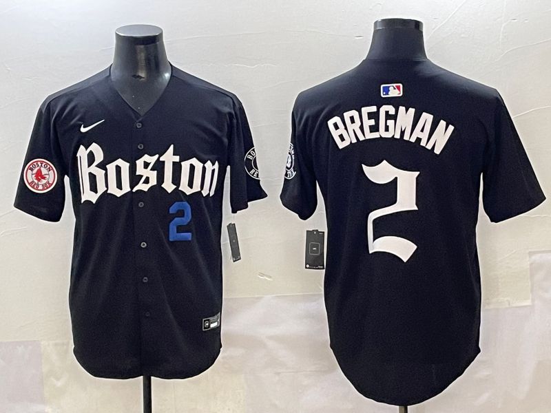 Men 2025 Boston Red Sox #2 Bregman Black Five generations Joint Name Nike MLB Jersey style 25